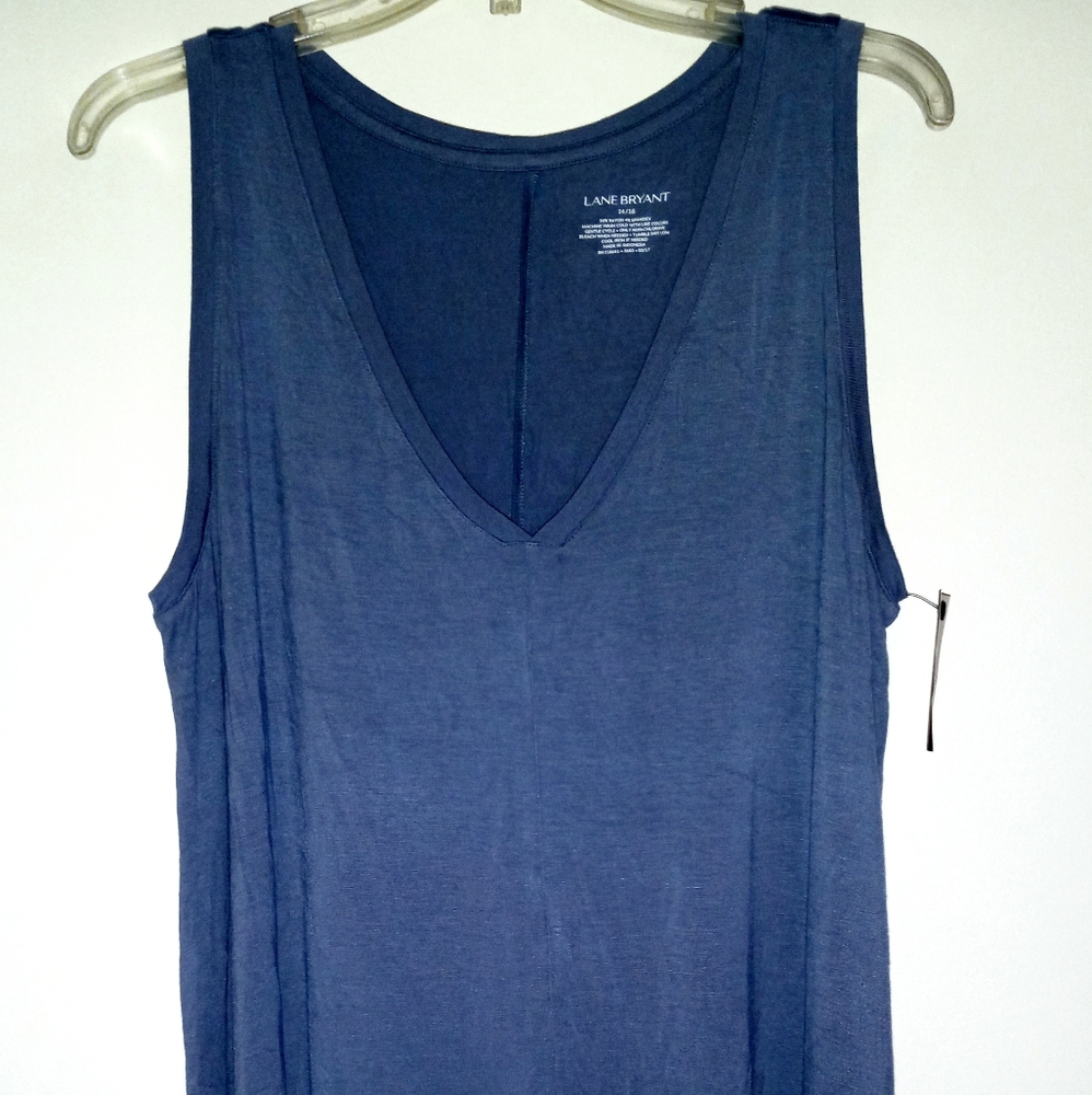 Lane Bryant 14-16 v-neck tank top blue NWT